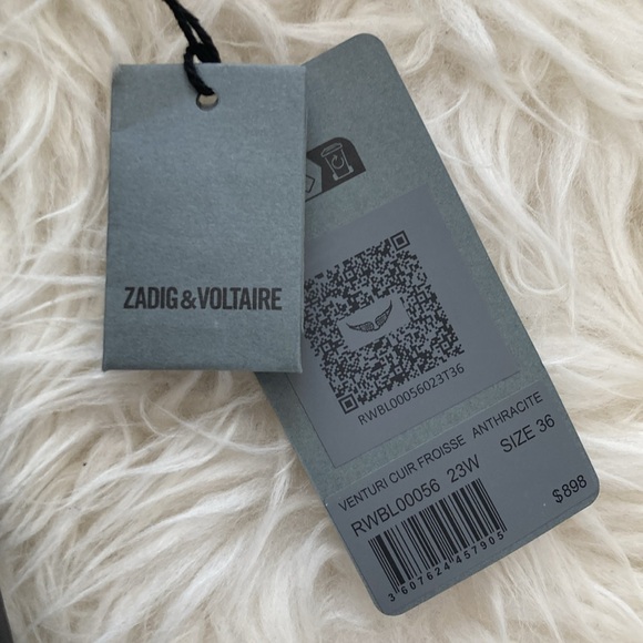 Zadig & Voltaire Lamb Leather Venturi Cuir Froisse Crinkle Effect Blazer - Picture 3 of 14